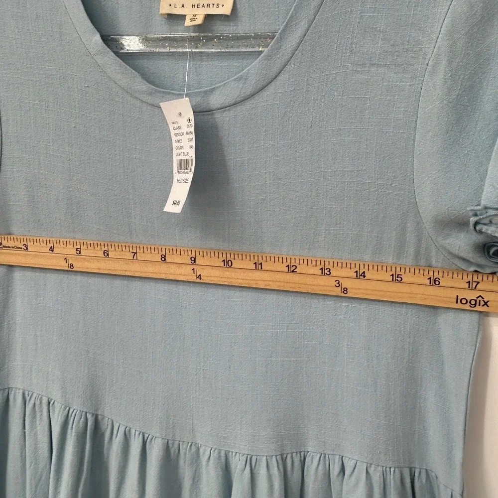 LA Hearts PacSun Womens Light Blue Ruffle Baby Doll Mini Dress Size M New - Picture 6 of 6